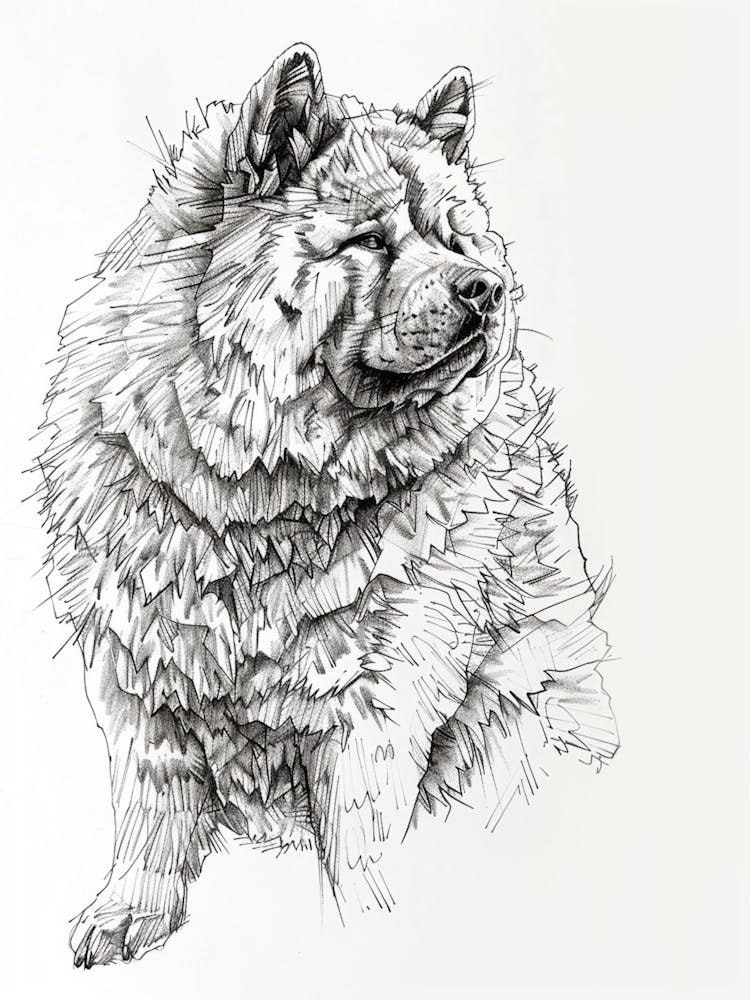 Chow Chow Dog Line Sketch 3