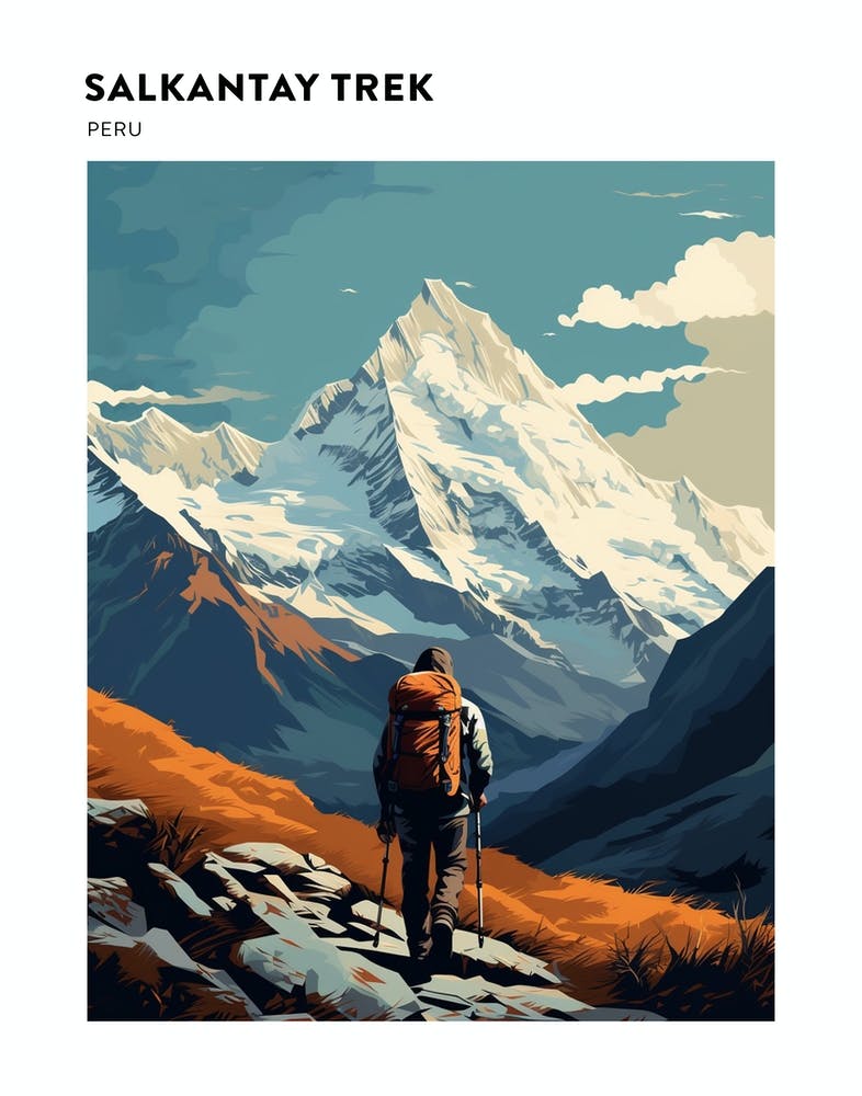 Salkantay Trek Peru 2 Hiking Trail Landscape Poster