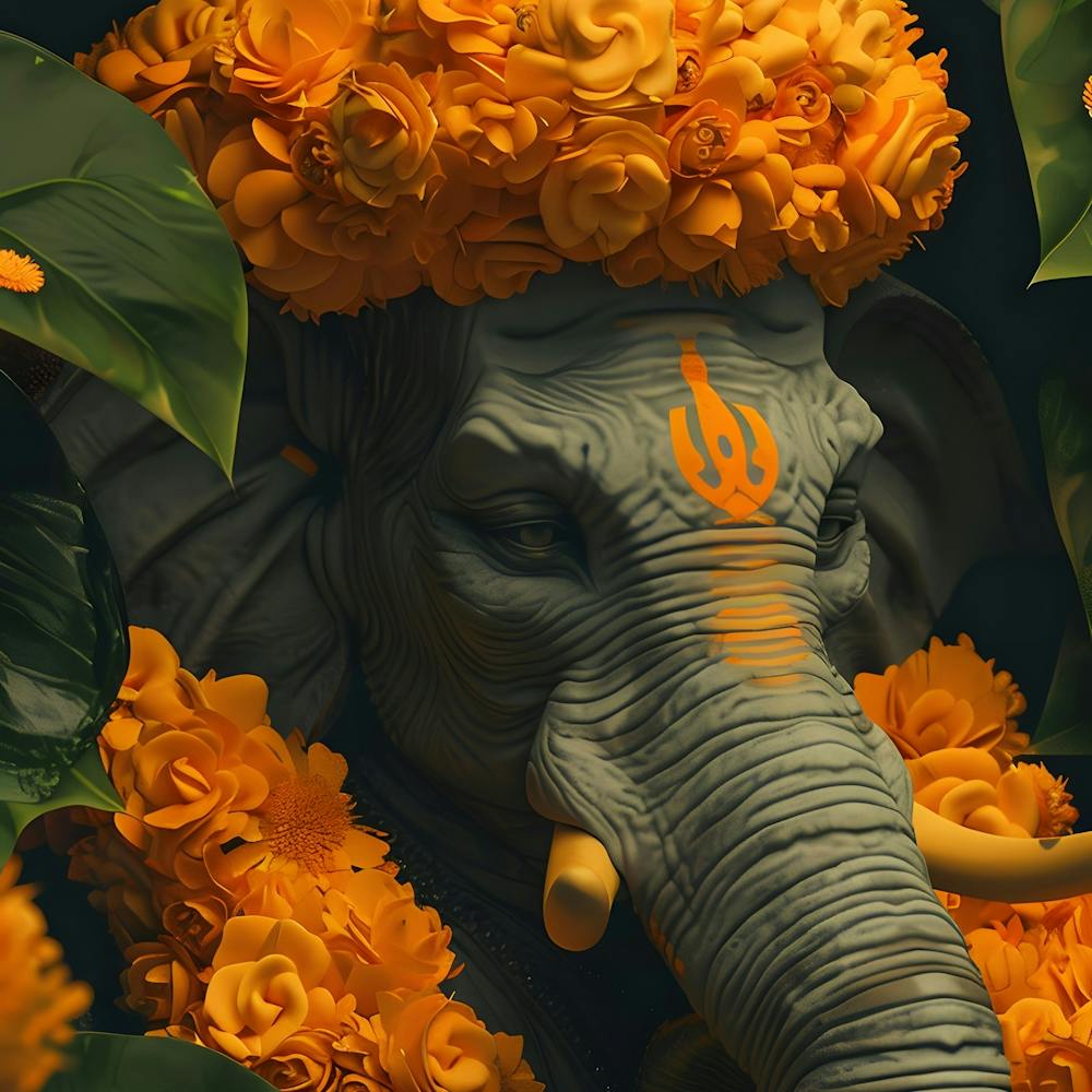 Elephant With Flowers 2