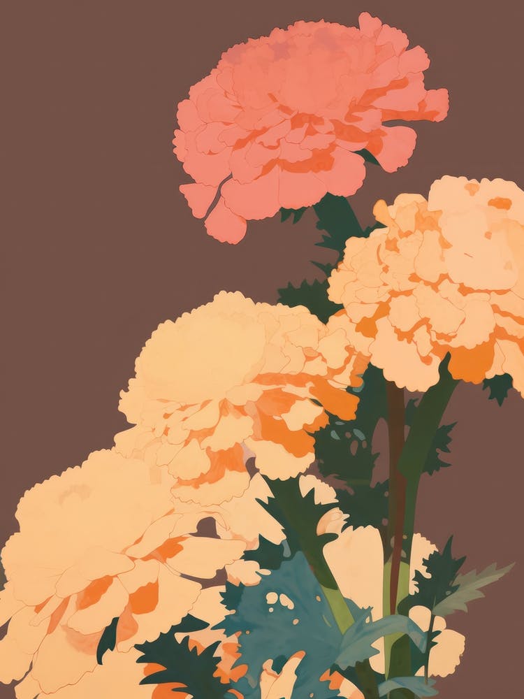 Marigolds Flower Big Bold Illustration 2