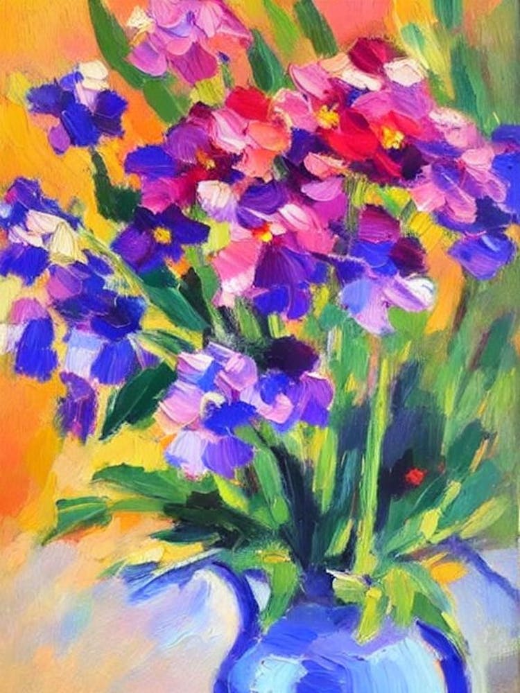 Bluebell Floral Abstract Block Colour Flower