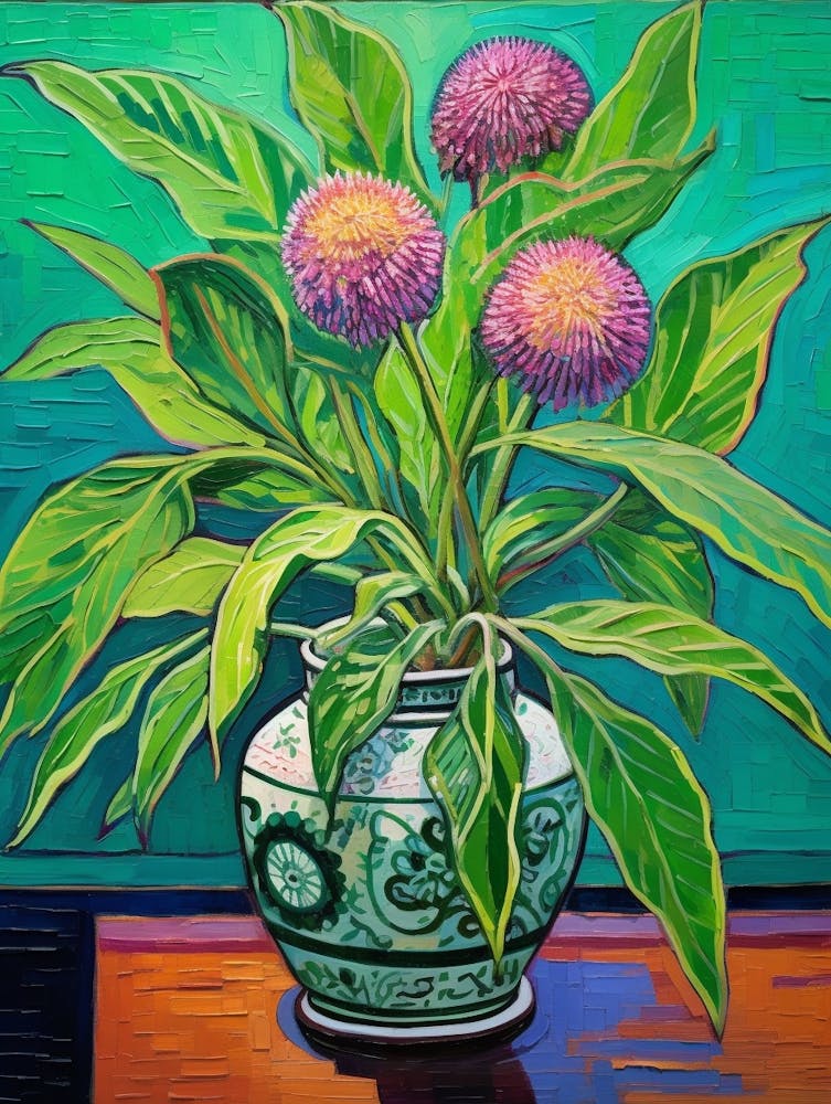 Flowers In A Vase Still Life Painting Globe Amaranth 1