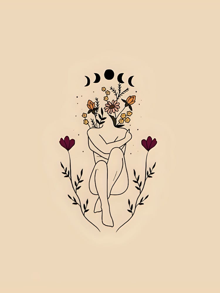 Moon And Flowers
