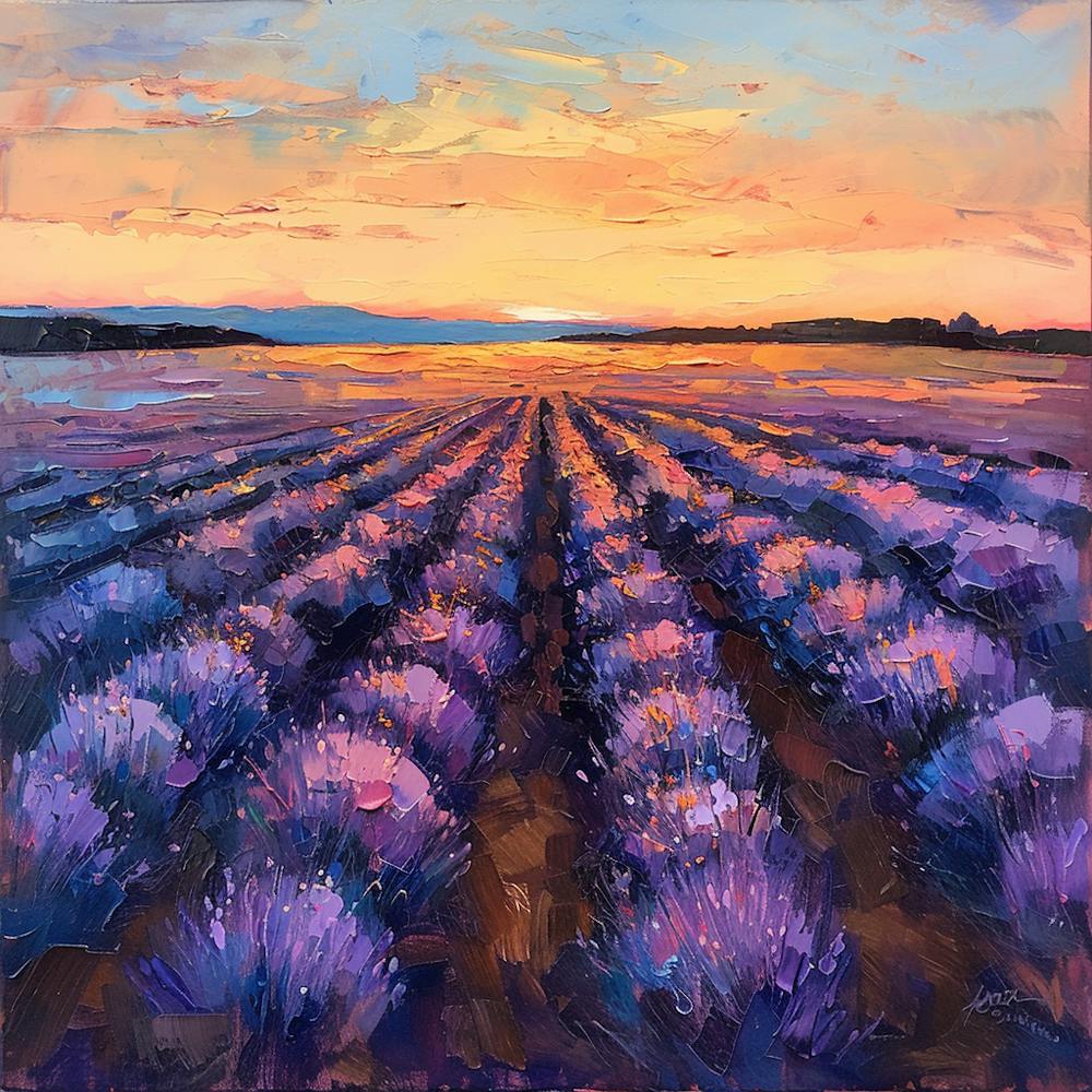 Lavender Field At Sunset