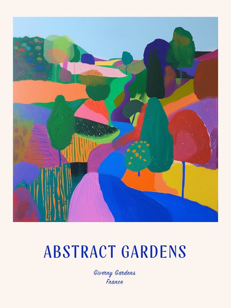 Colourful Gardens Giverny Gardens France 2 Blue Poster