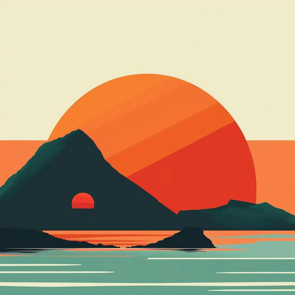 Sunset Over A Mountain