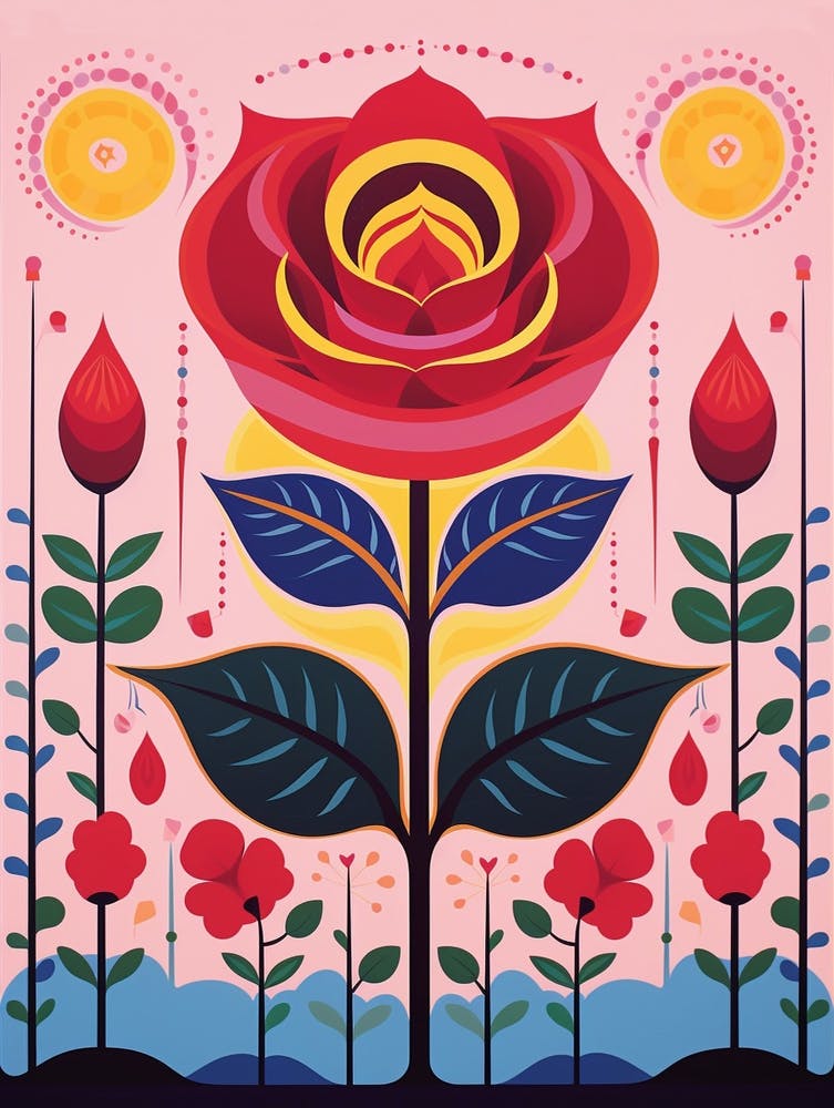 Flower Motif Painting Rose 3