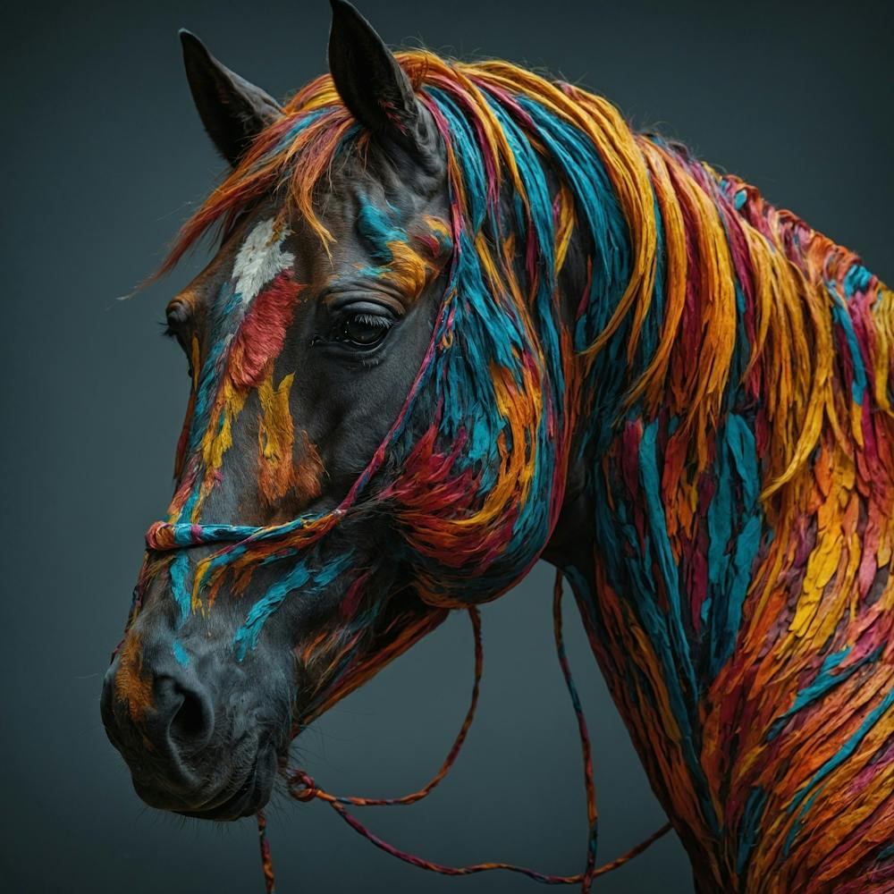 Horse Painted With Paint