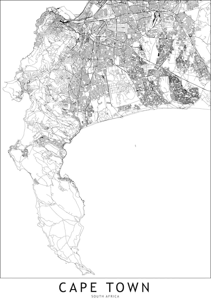 Cape Town White Map
