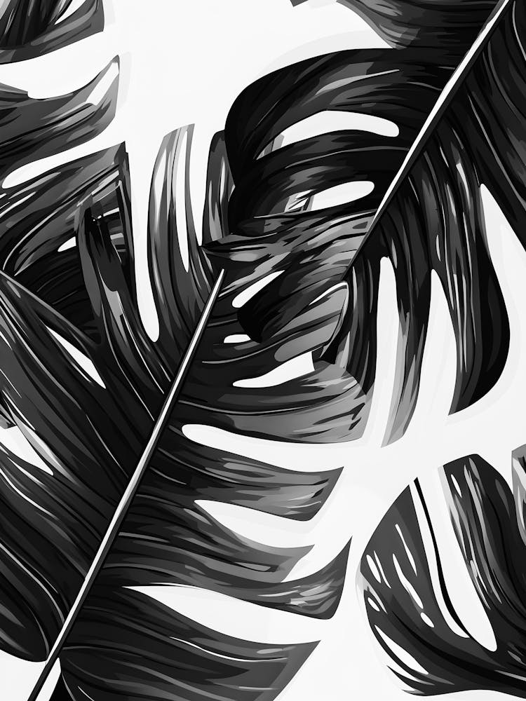 Black And White Palm Leaves 4