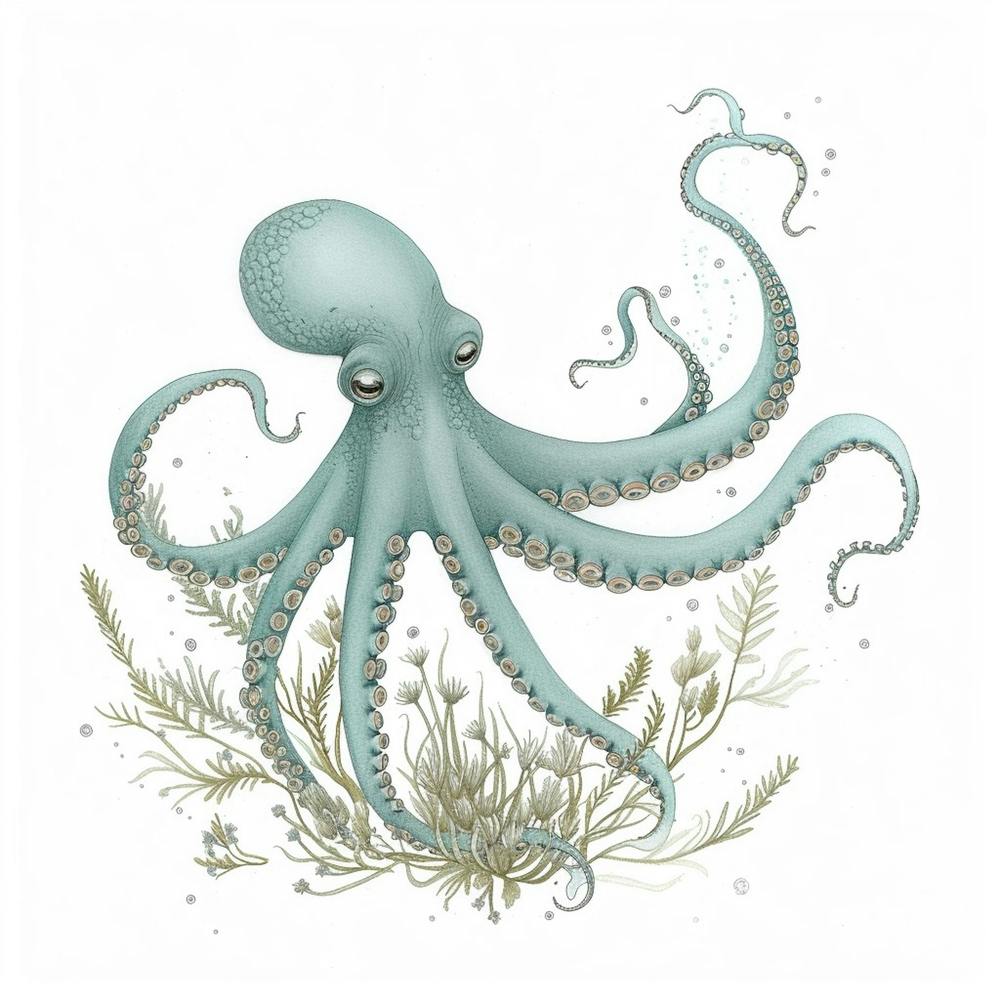 Watercolour Storybook Style Octopus 4