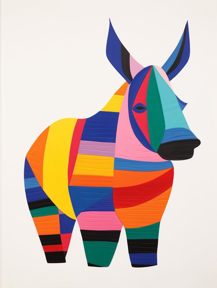 Colourful Kids Animal Art Rhinoceros 3