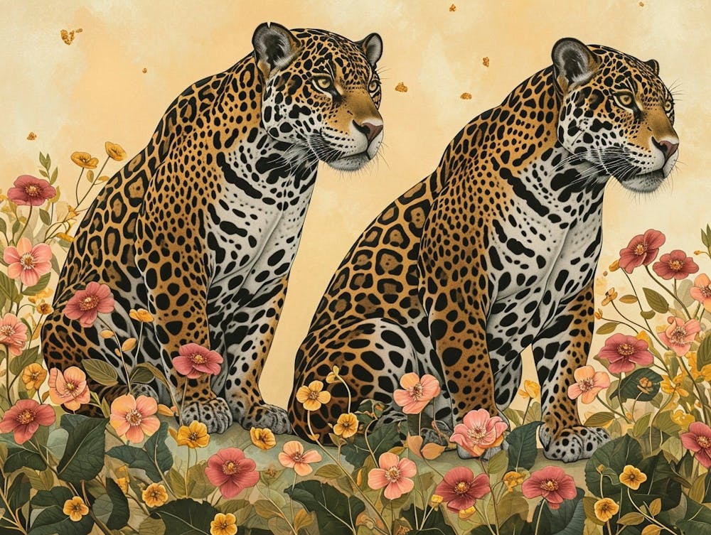 Illustration Animale Florale Jaguar 3