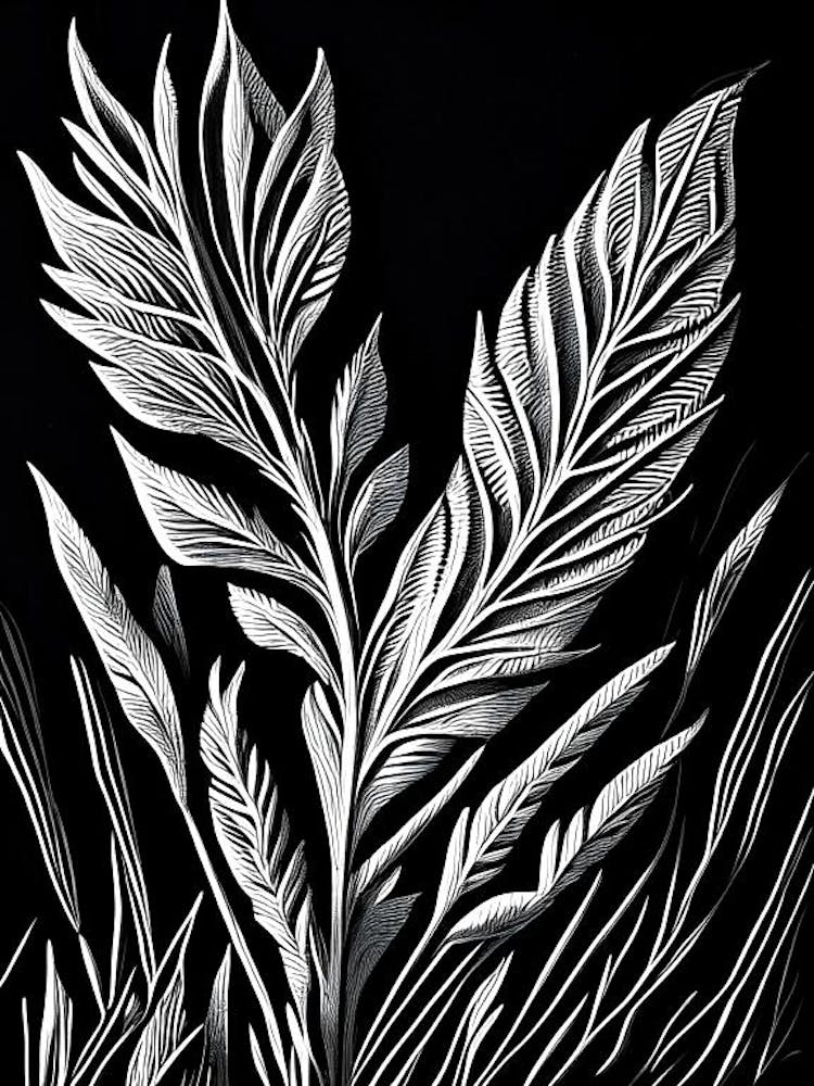 Wheat Leaf Linocut 1