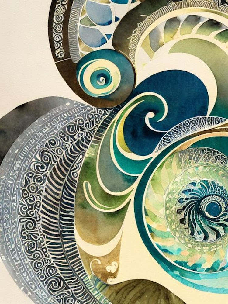 Nautilus Vintage Graphic Watercolour