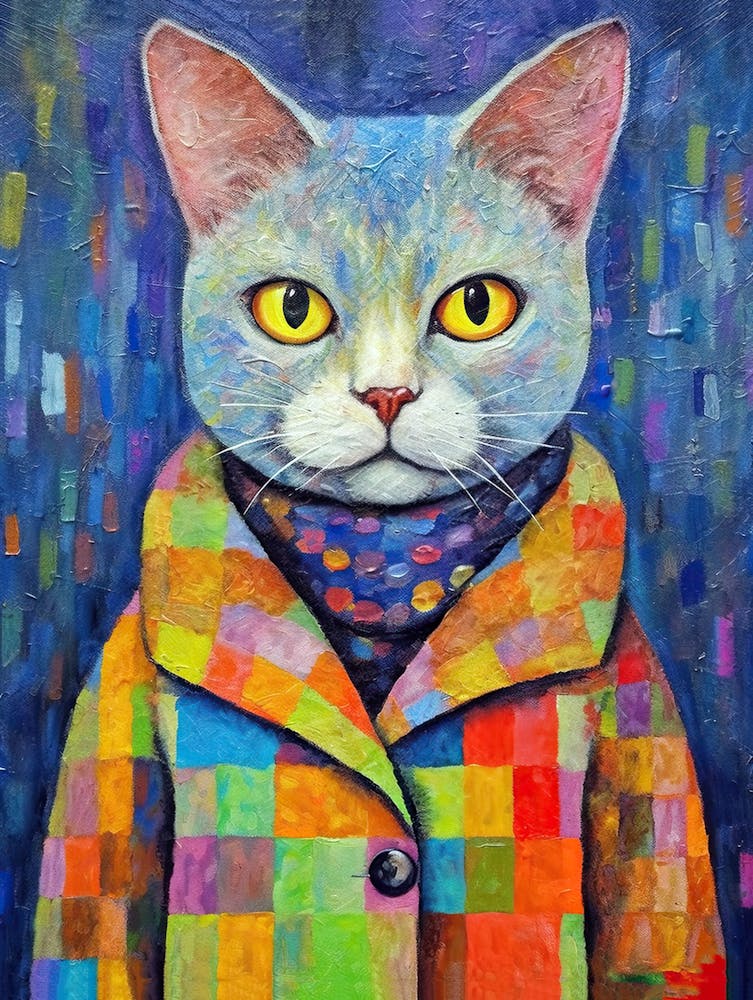 Fashionable Feline Canvas; Cat Elegance In Oil