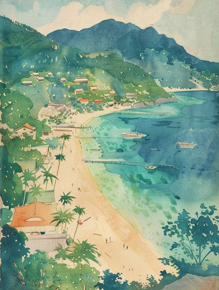 Ishigaki Japan 2 Retro Illustration