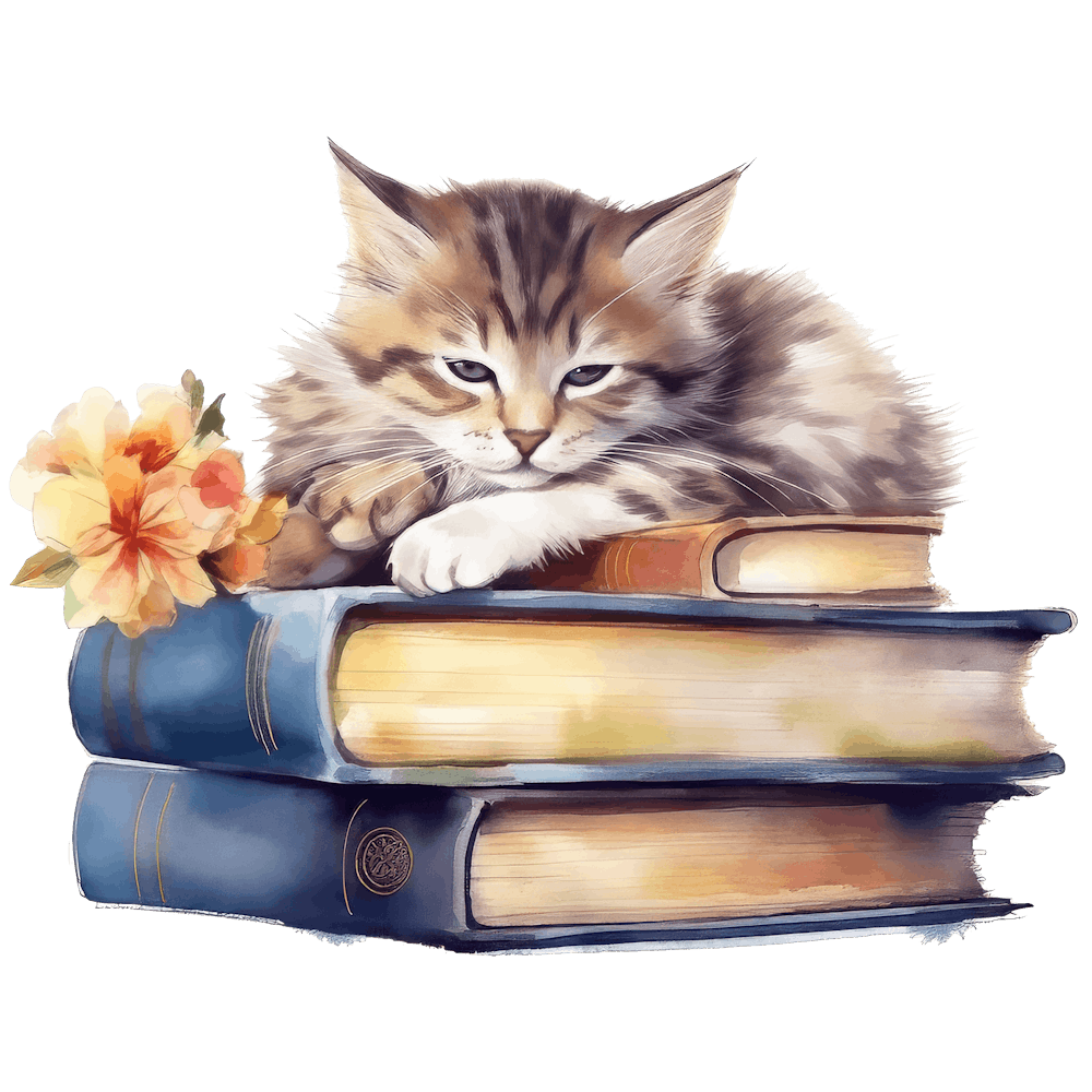 Cat Sleeping On Books 9