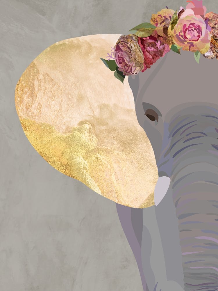 Elephant With Flower Crown
