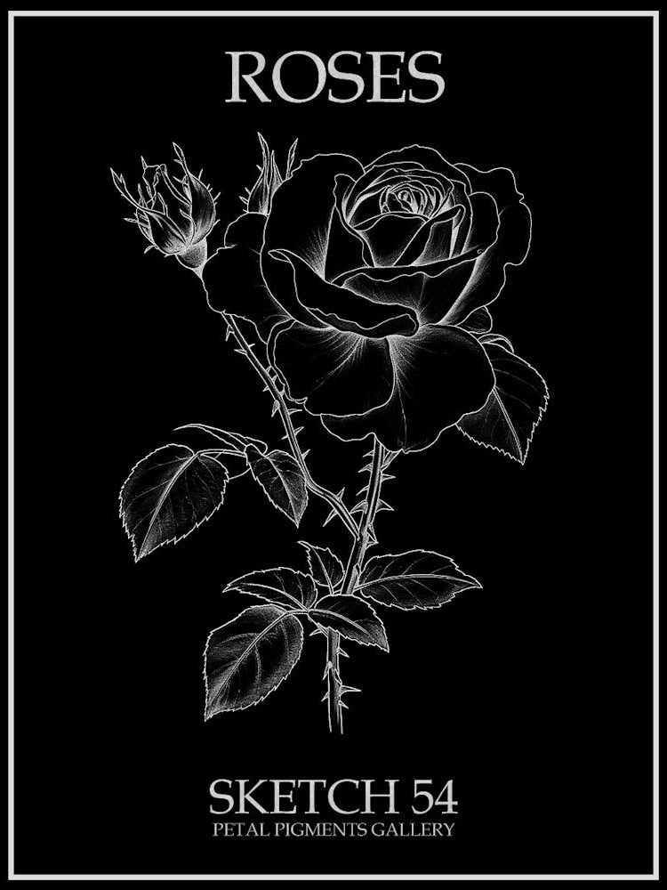 Roses Sketch 54 Poster Inverted