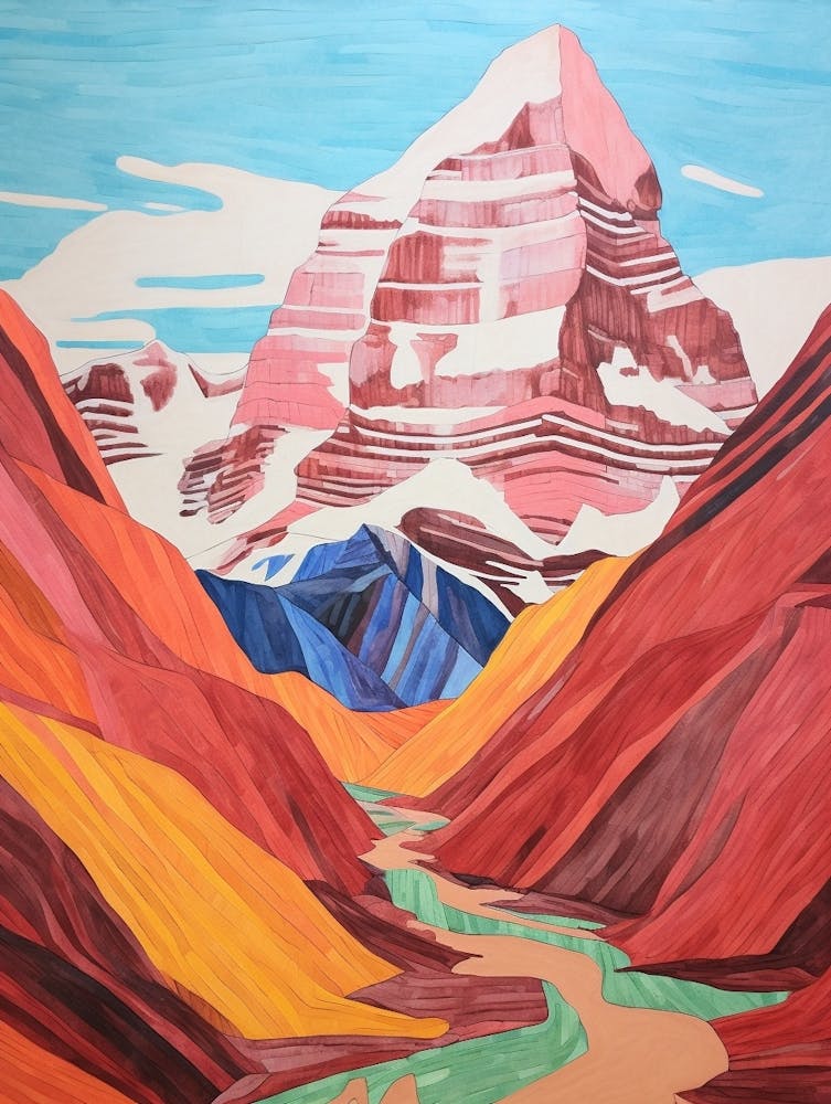 Mount Robson Canada 2 Colourful Mountain Illustration