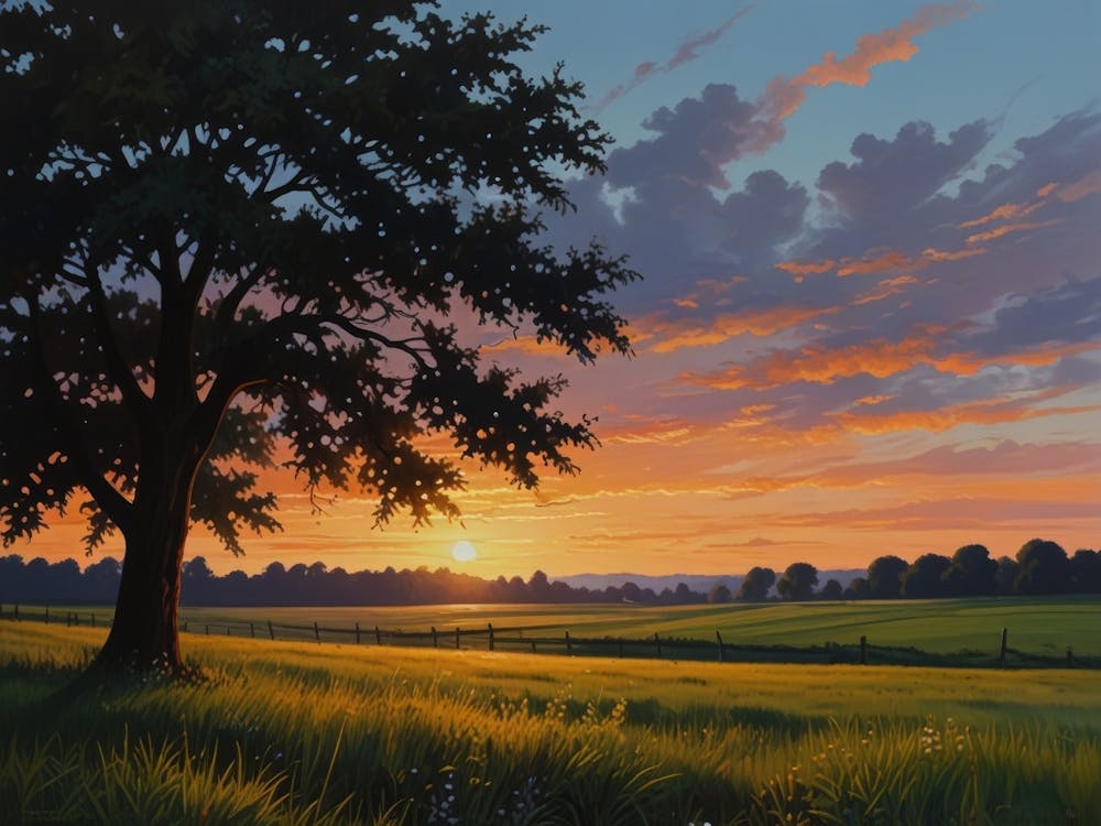 Sunset In The Field art 1