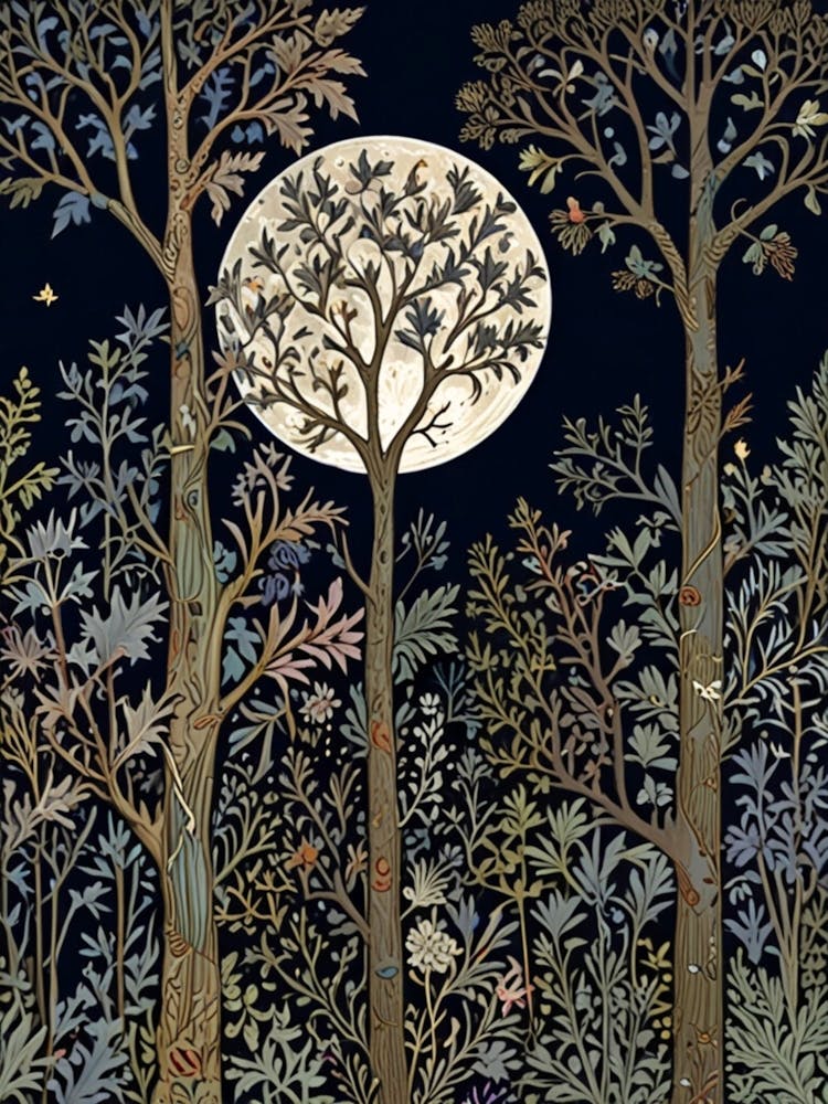 WILLIAM MORRIS Moonlight In The Woods 1