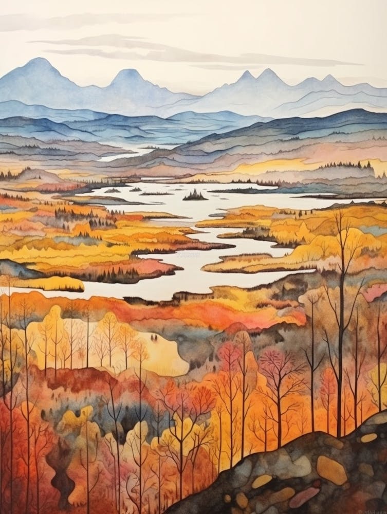 Autumn National Park Painting Abisko National Park Sweden 2