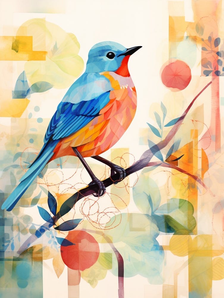 Bird Painting Collage Bluebird 5