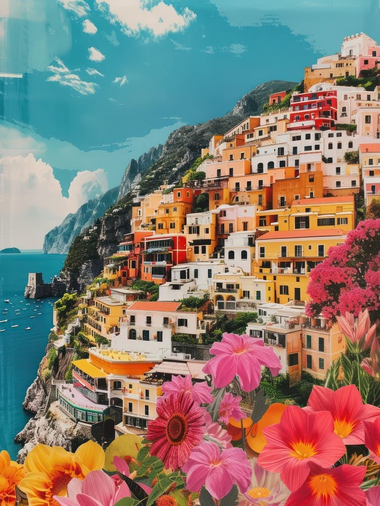 Positano   Floral Retro Collage Style 2