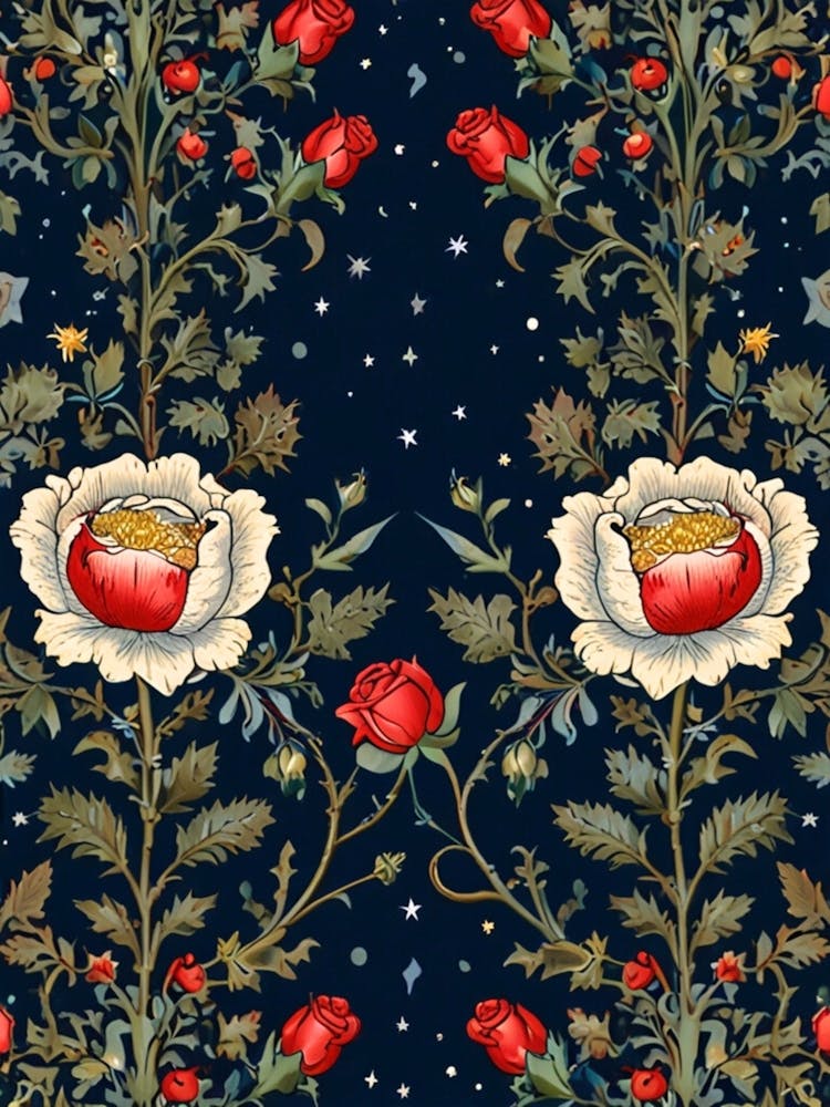 William Morris Roses On A Blue Background
