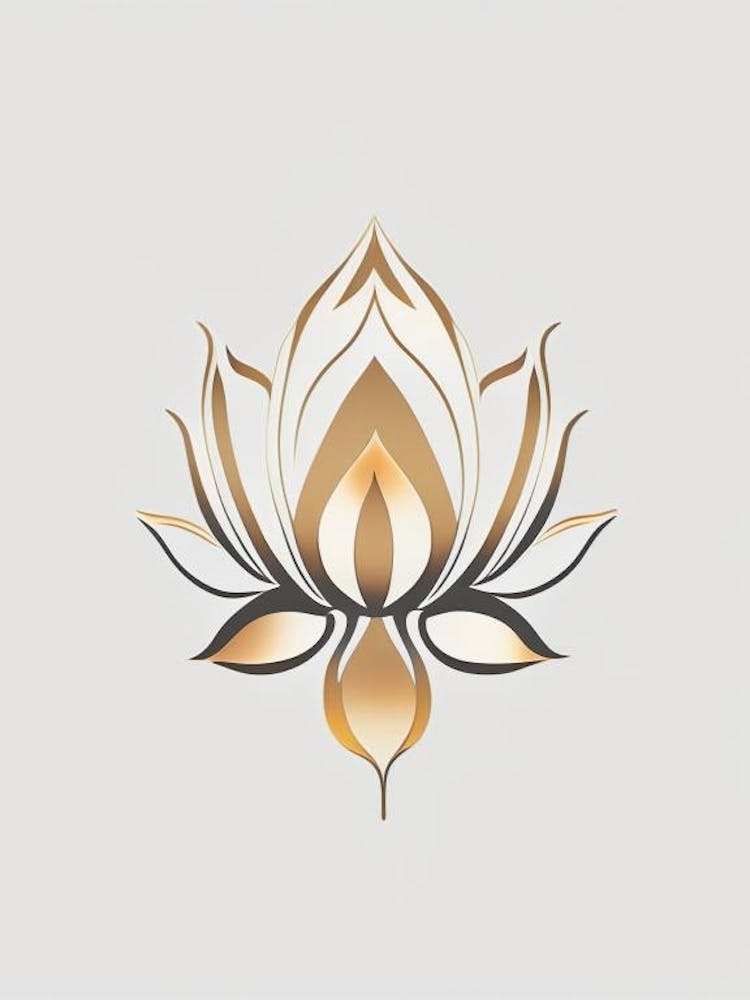 Lotus Flower, Buddhist Symbol Retro Minimal 1