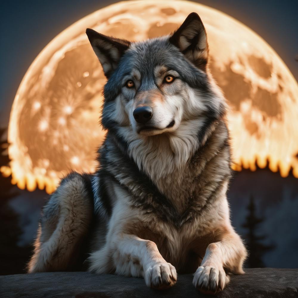 Sitzender Wolf