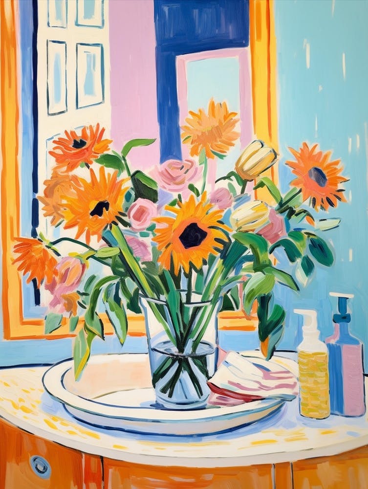 A Vase With Sunflower, Flower Bouquet 3