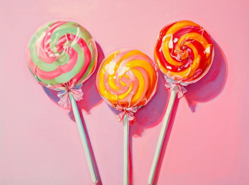 Modern Still Life Painting, Lollipop Pop Art, Colorful Food Print, Trendy Retro Painting, Minimalist Wall Decor Print, Printable Wall Art