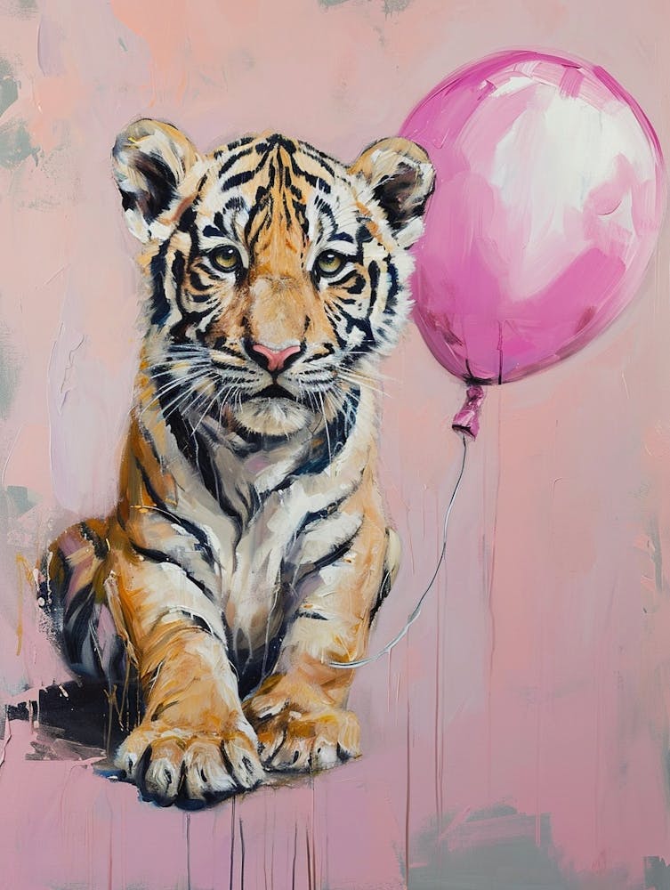 Cute Siberian Tiger 2 With Balloon