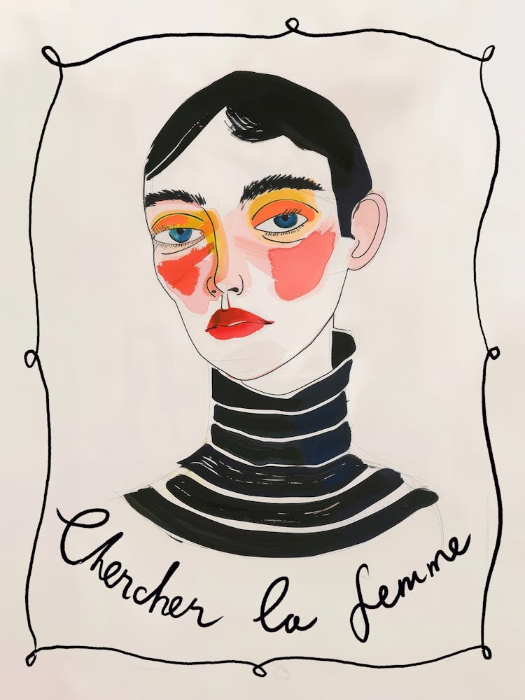 Chercher La Femme. Retro Französisches Frauenporträt