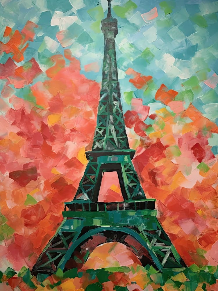 Eiffel Tower Paris France David Hockney Style 12