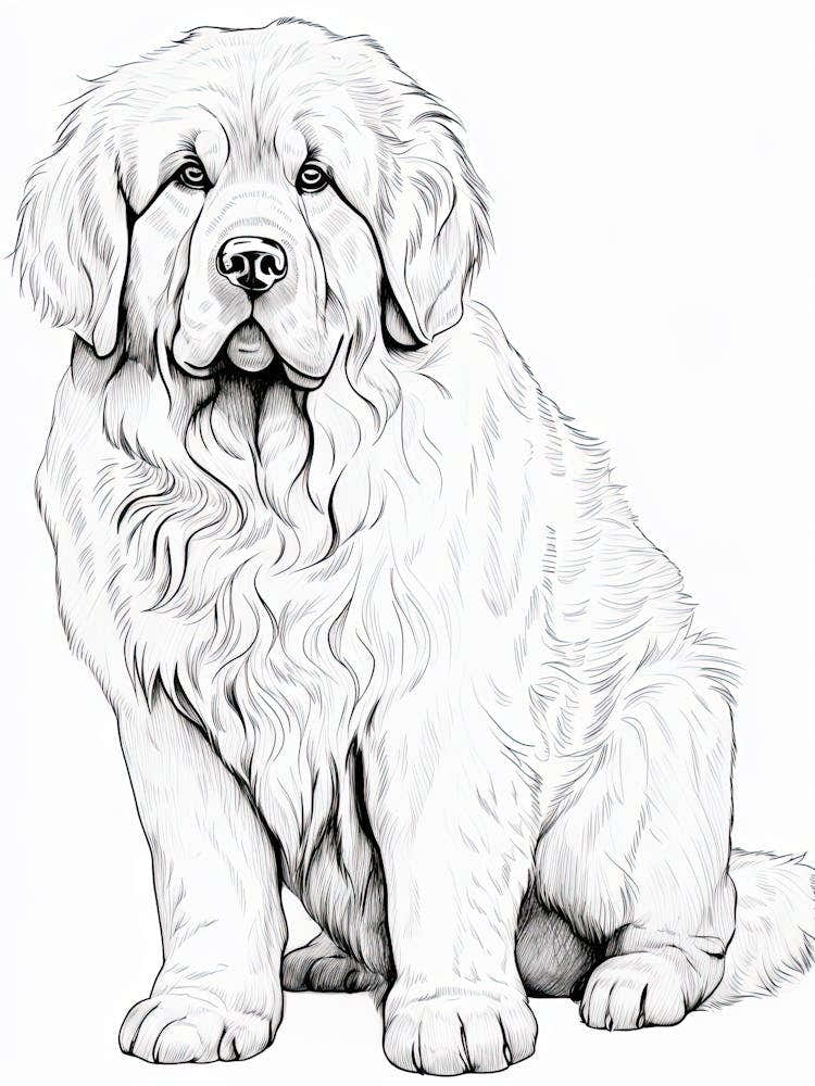 Newfoundland Dog, Line Drawing 4