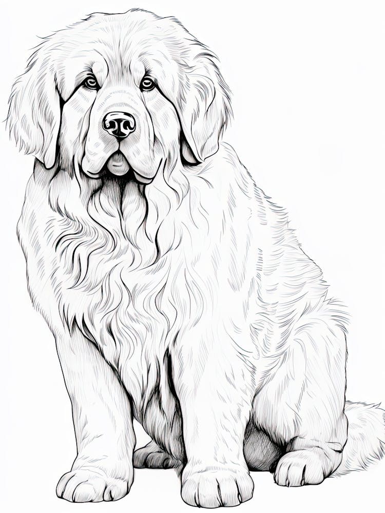 Newfoundland Dog, Line Drawing 4