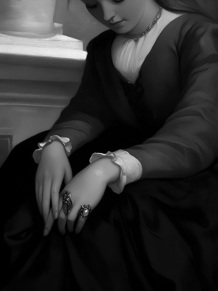 Lady In Black And White