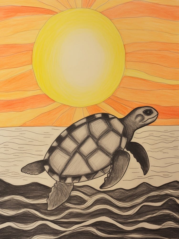 Naiive Geometric Sea Turtle Drawing