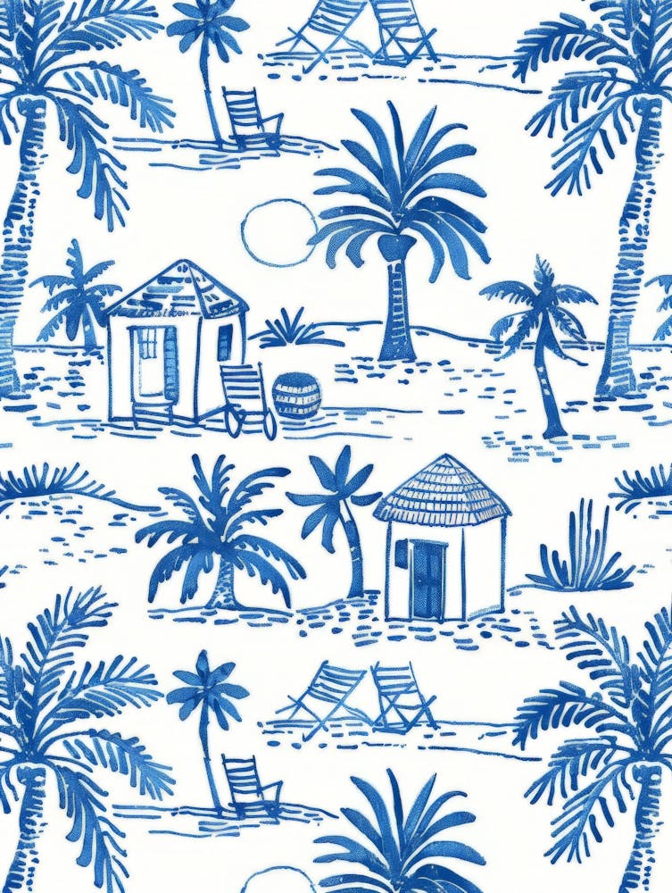 Blue And White Palms