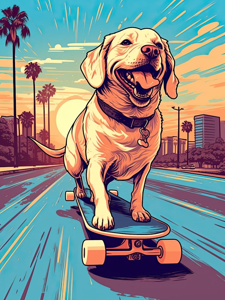 Labrador Dog Skateboarding Illustration 2
