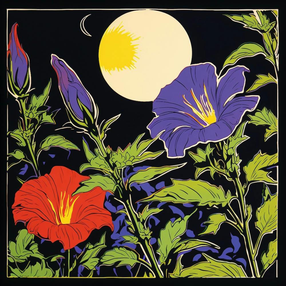Moonflower 2 Pop Art Illustration Square