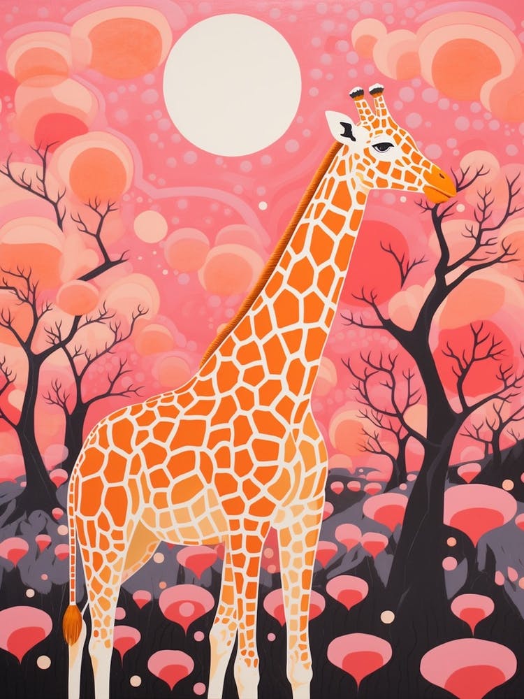 Circular Pink Patterns Giraffe