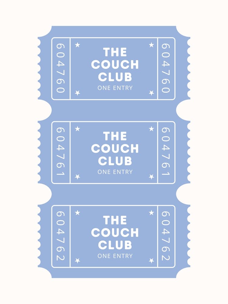 The Couch Club Ticket Blue Poster