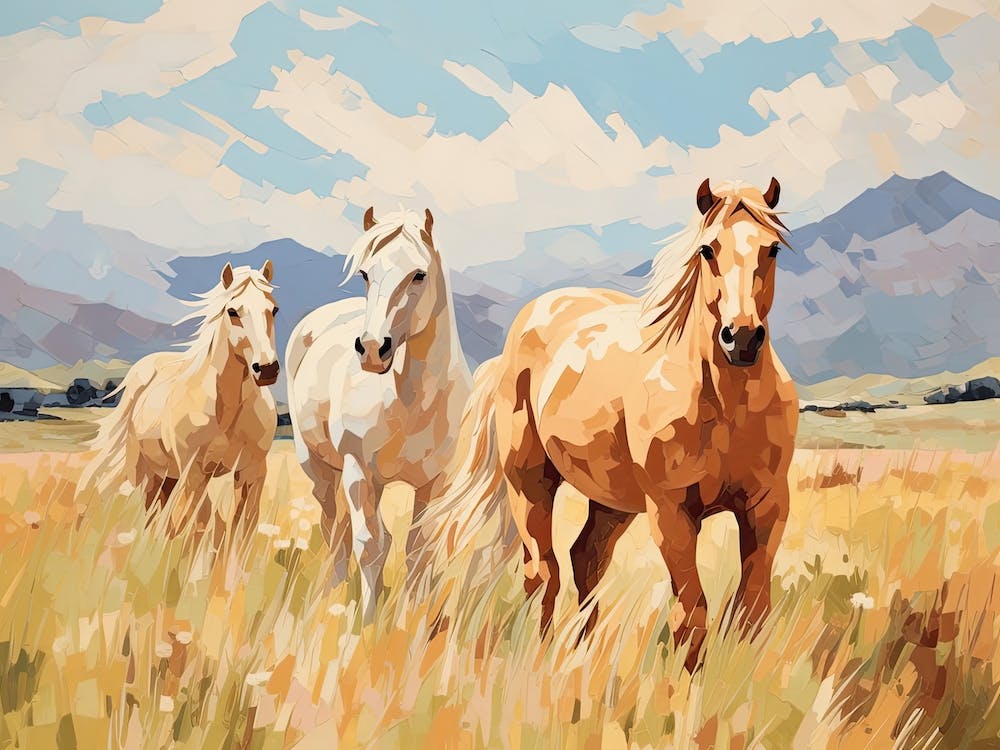 Horses Painting In Queenstown, New Zealand, Landscape 4