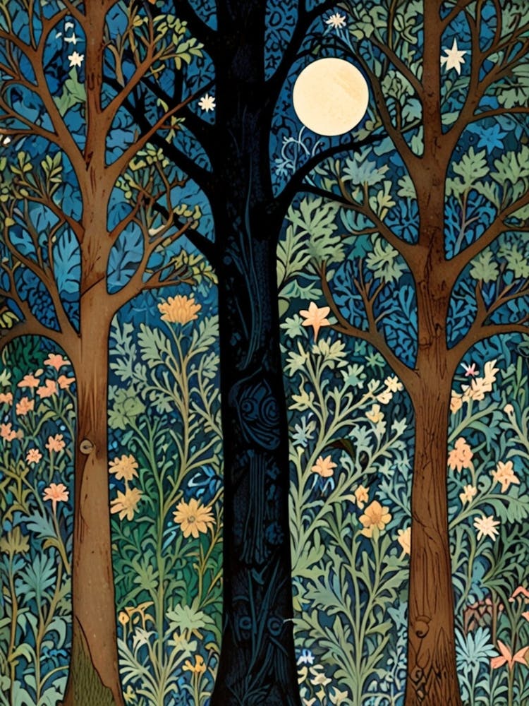William Morris Moonlight In The Woods 128