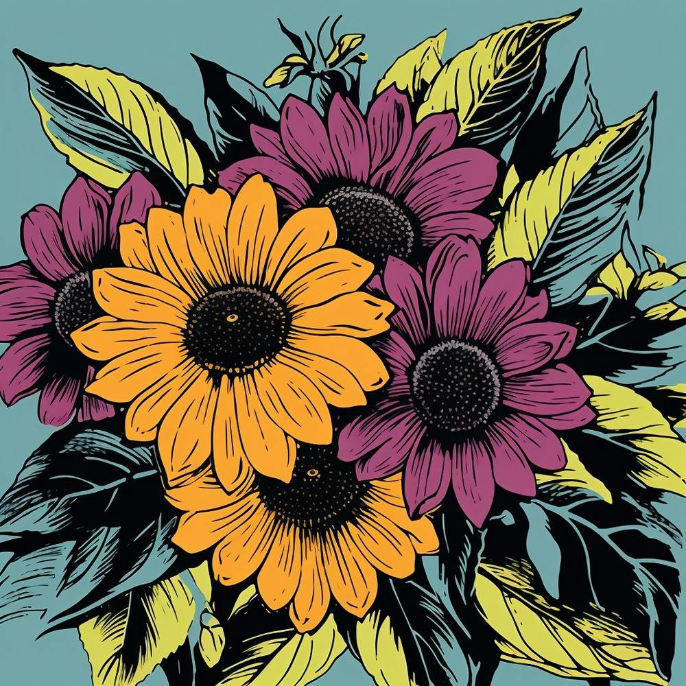 Black Eyed Susan 4 Pop Art Illustration Square